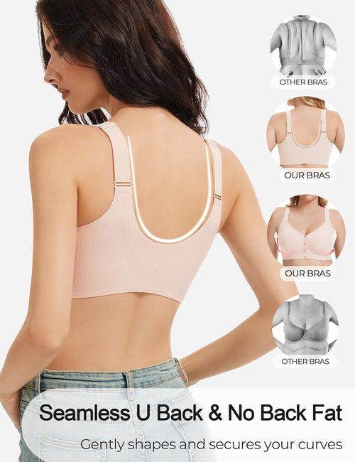 Gailife V-Neck Wireless Bras for Women - Seamless Full Coverage Mastectomy Bralettes