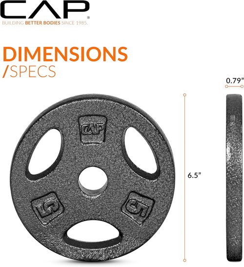 CAP Barbell Standard 1-Inch Grip Weight Plates - Durable Design for Optimal Performance