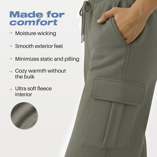 Common Stitch 3 Pack Sweatpants Women, Cargo Womens Sweatpants, Fleece Womens Elastic Cuff Joggers with Pockets (Available in Plus)