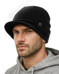 FURTALK Mens Beanie with Brim Thick Knitted Acrylic Beanie for Men Women Warm Outdoor Winter Hat, Black