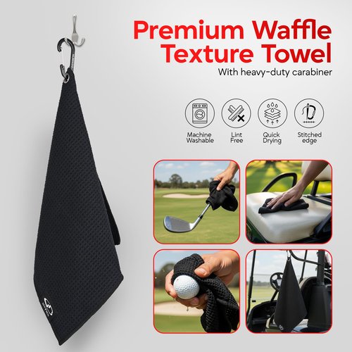 Gen Beta Magnetic Phone Holder for Golf Cart – Strong Magnetic Mount – Microfiber Rag Included, Hand Towel and Sweat Towel for Gym – Great Gifts for Golfers