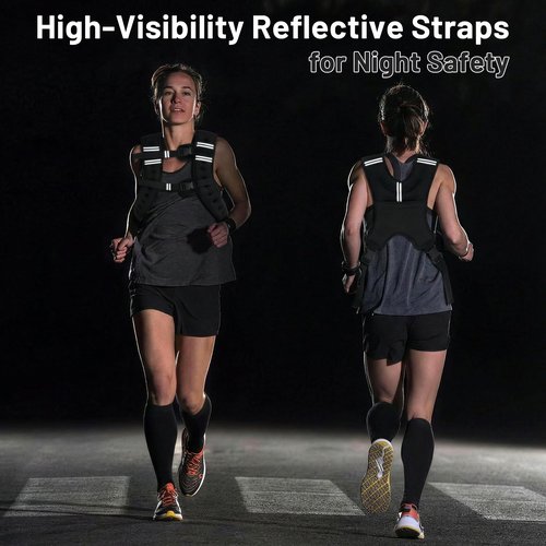 MIKOLO Weighted Vest Women, 8lb/12lb/16lb Weight Vest with Storage Pocket, Reflective Stripe for Walking, Running, Strength Training, Weight Loss and Workout (16lb)