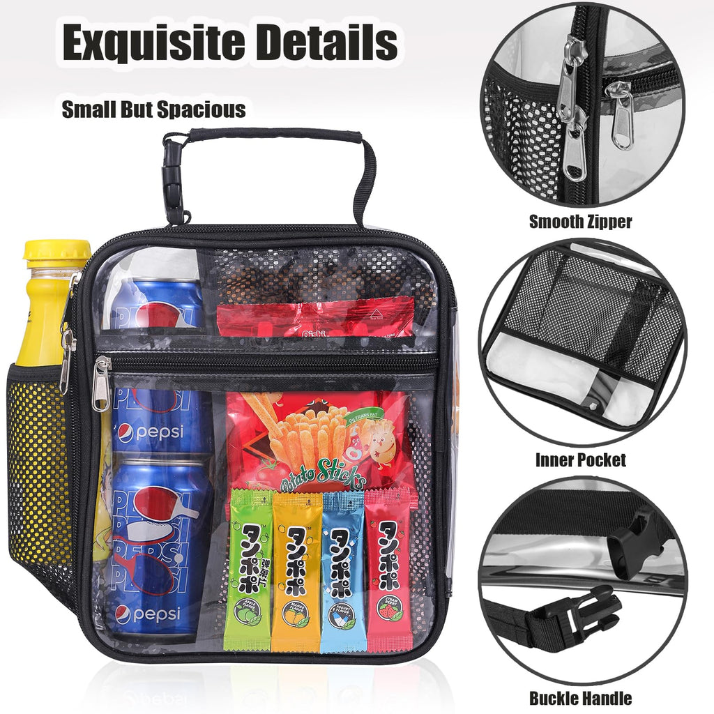 Oraben Stadium Approved Clear Lunch Bag for Sprots Work Durable Clear Lunch Bags Durable PVC Plastic See Through Lunch Bag for Men Women