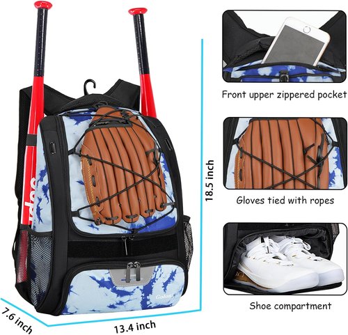 Goloni Baseball Backpack - Versatile Softball Bat Bag with Shoe Compartment & Large Main Storage
