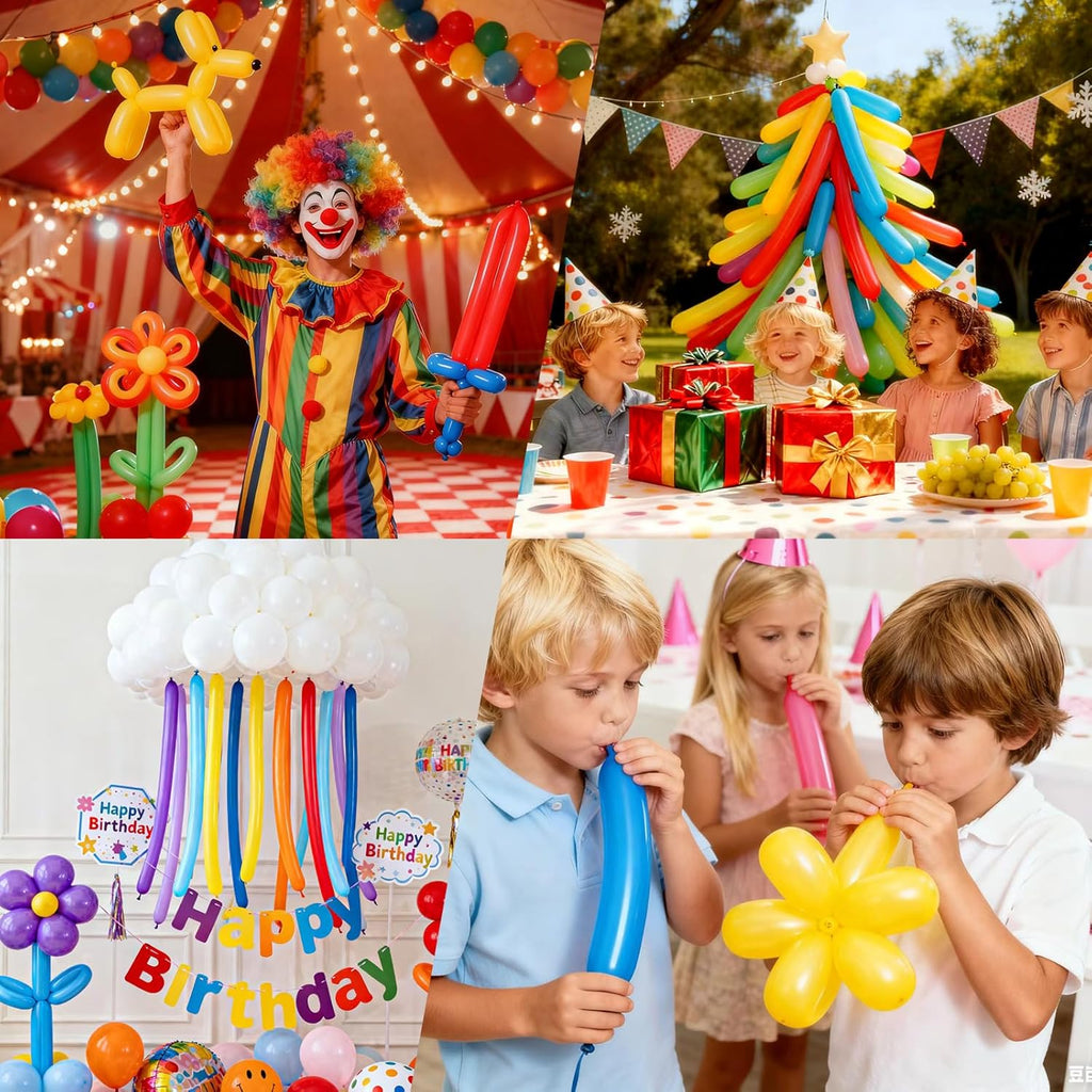 Skiennix 260 Long Balloons - 200 Pack Thick Twisting Balloons for Animal Shapes | Party Decorations