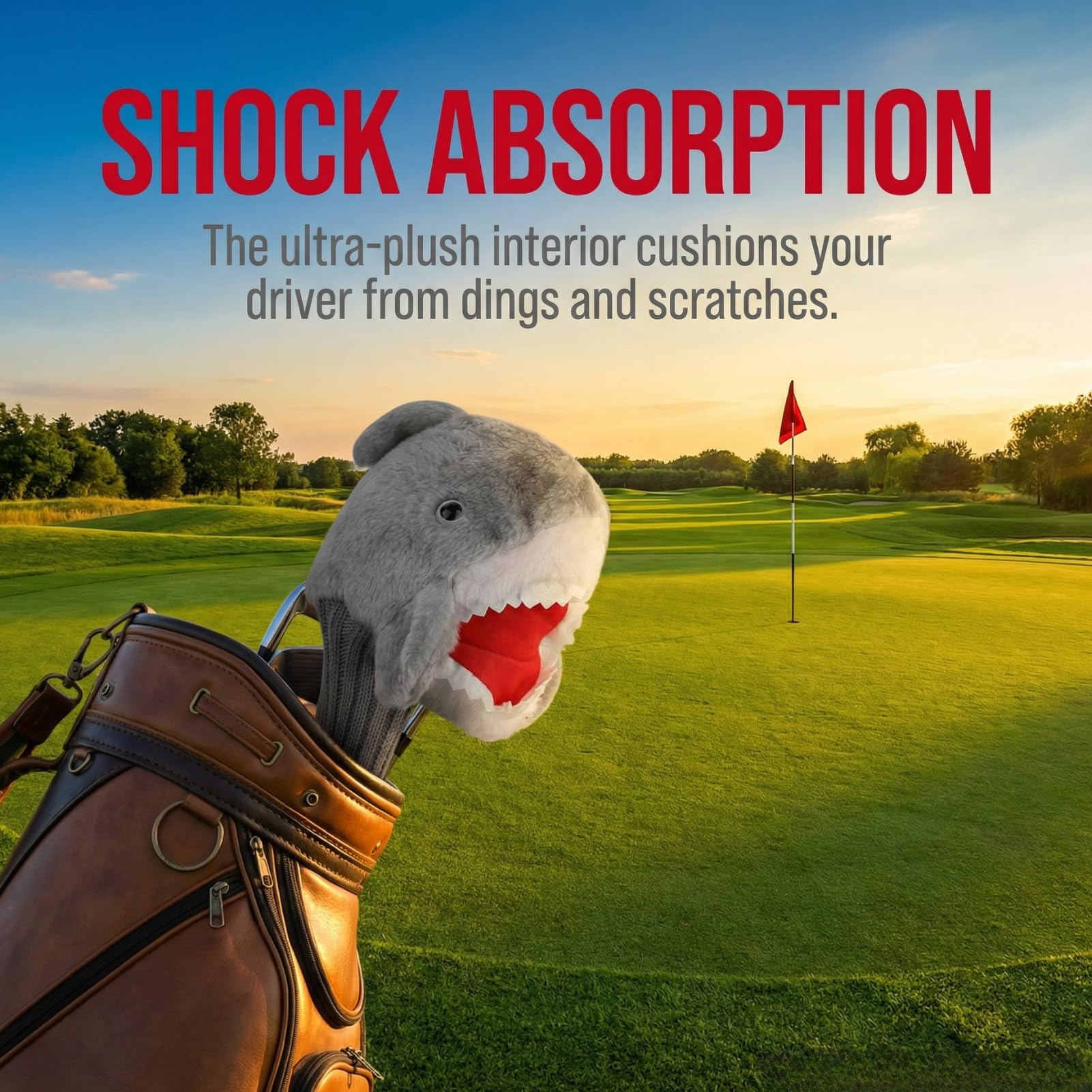 Yosoo Golf Club Cover Shark Animal Golf Club Cover, Plush Cloth Golf Headcover for Brand 3 and 5 Wood Driver, Wear Resistance Cute Shark Head Golf Club Cover 14.6 * 7.1 * 4.3in