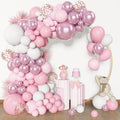 Amandir 153-Piece Pink & White Balloon Arch Garland Kit | Pastel Latex & Metallic Confetti Balloons for Weddings & Parties