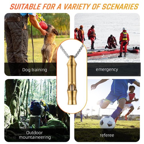TISUR Titanium Emergency Whistle,EDC Safety Whistles Necklace Loud up to 120db,Survival Whistles for Survival,Hiking,Camping,Pets Training (Gold(1-Pack))