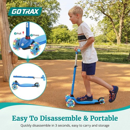 Gotrax KS1 Kids Kick Scooter - LED Lighted Wheels, Adjustable Height Handlebars | Safe & Fun for Ages 2-8, Up to 110 Lbs