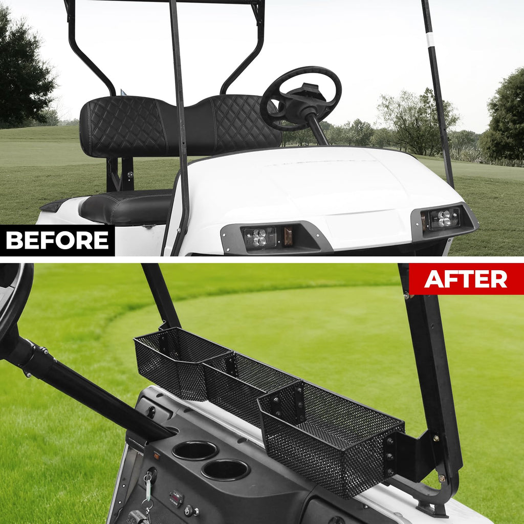 XUTVOTOR Inner Front Storage Basket Compatible with E-Z-GO RXV 2008+ Accessories, Black Mesh Combined Front Inner Dash Storage Tray Storage Shelf for EZGO RXV 2008+