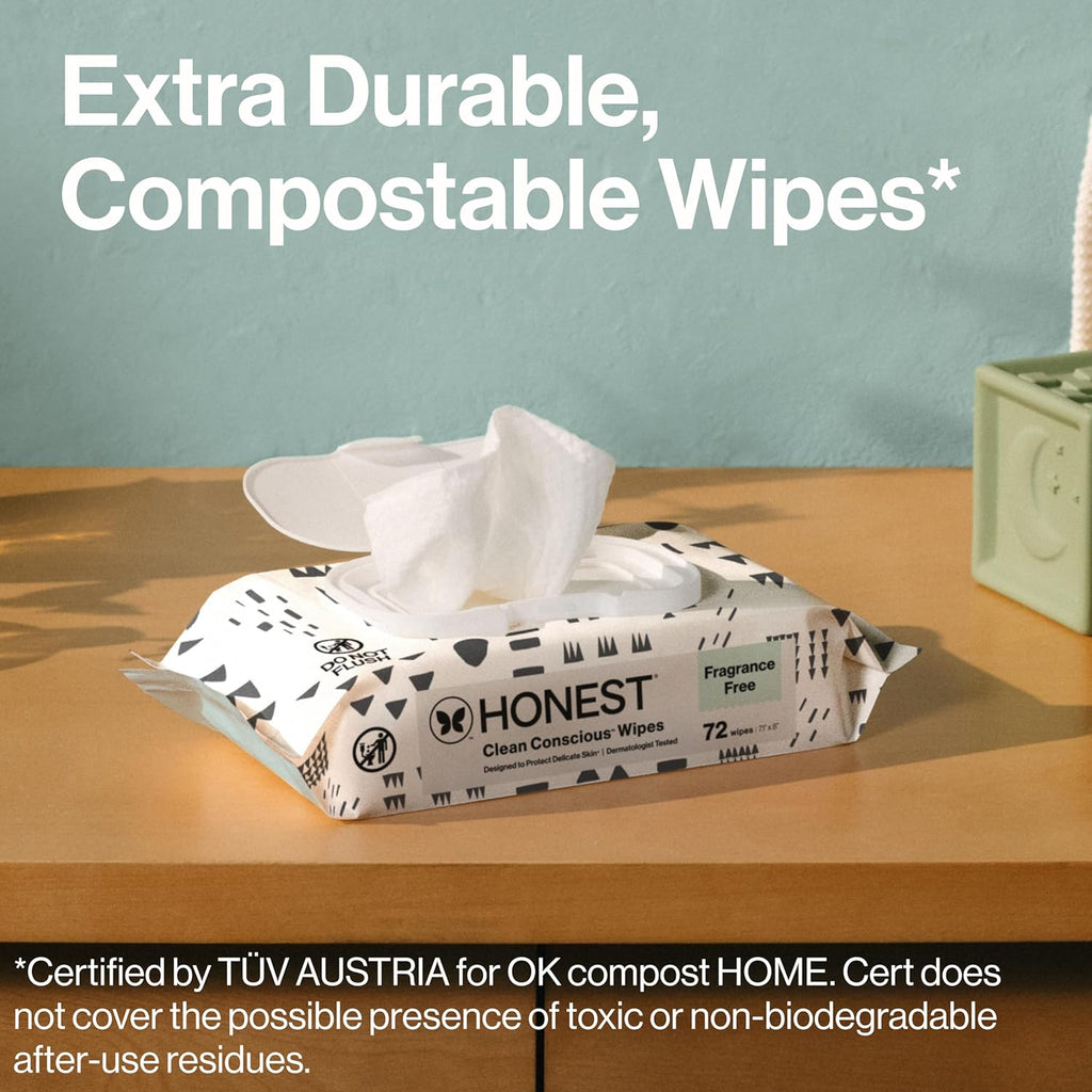 The Honest Company Baby Wipes - Hypoallergenic & Fragrance-Free for Sensitive Skin | 720 Count (10 Packs of 72)