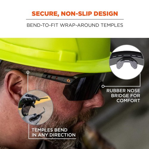 Ergodyne Skullerz Aegir Safety Glasses - ANSI Z87.1+ Certified Protection | Durable & Comfortable Fit