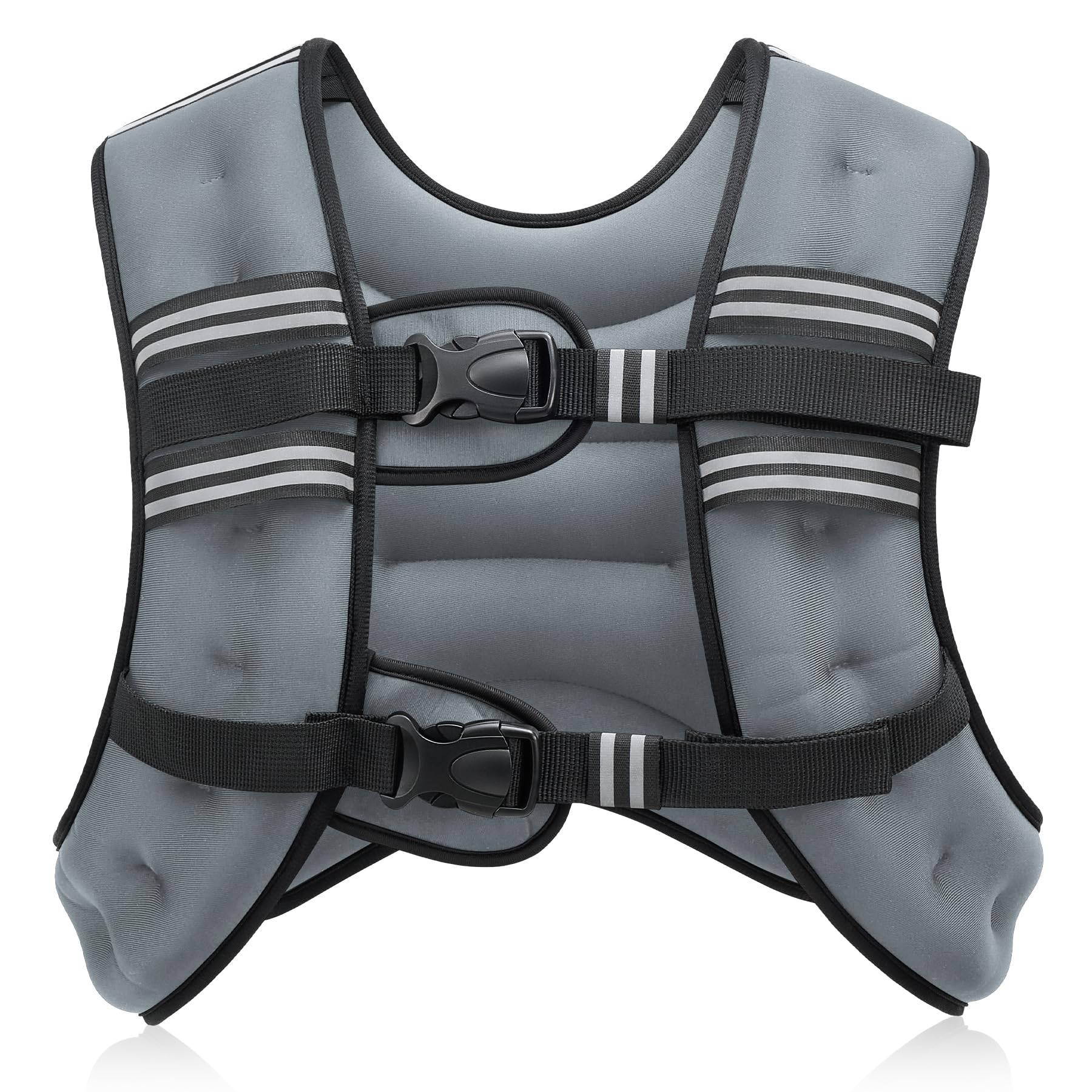 ZELUS Weighted Vest, 6lb/8lb/12lb/16lb/20lb/25lb/30lb Weight Vest with Reflective Stripe for Workout, Strength Training, Running, Fitness, Muscle Building, Weight Loss, Weightlifting, Grey(16 lb)