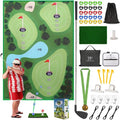 Parkway Home Golf Chipping Mat with Adjustable Golf Club - 48 Piece Outdoor Indoor Golf Game for 1-5 Players - Giant Turf Hitting Mat with Tee, 25 Sticky Balls, Travel Bag for Golfers for All Ages