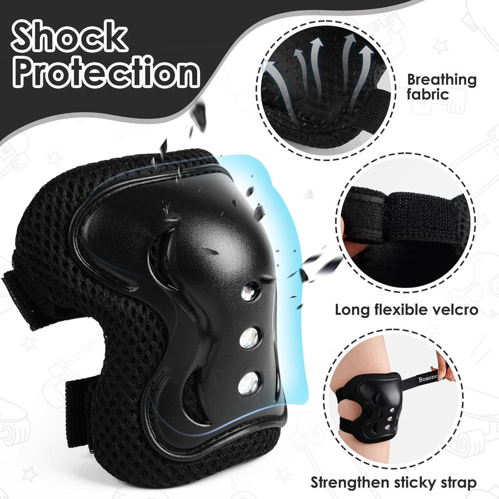 BOSONER Kids Knee & Elbow Pad Set - Protective Gear for Roller Skating, BMX, and Scooter Riding