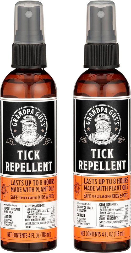 Grandpa Gus's Natural Tick & Mosquito Repellent Spray - DEET-Free, Plant-Based, 4 oz | Safe for Kids, 2 Pack