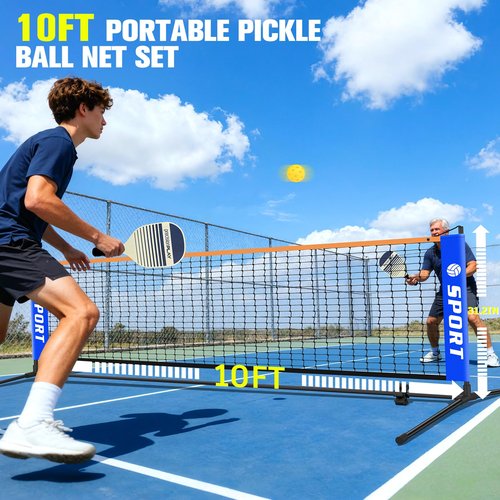 Pickleball Net for Driveway, Portable Pickleball Net Set with Paddles, Water Bags,Portable Outdoor Pickleballs, Mini Pickleball Net, Carry Bag,10FT PickleBalls Net Weather Resistant Steady Metal Frame