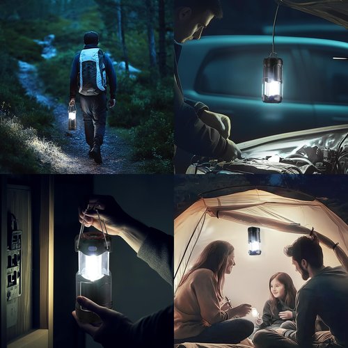 4 Pack Collapsible LED Camping Lantern, Consciot USB C Rechargeable and Battery Powered 2-in-1 Emergency Light with Flashlight and Magnetic Base, Power Outages Hurricane Supplies Survival Kits