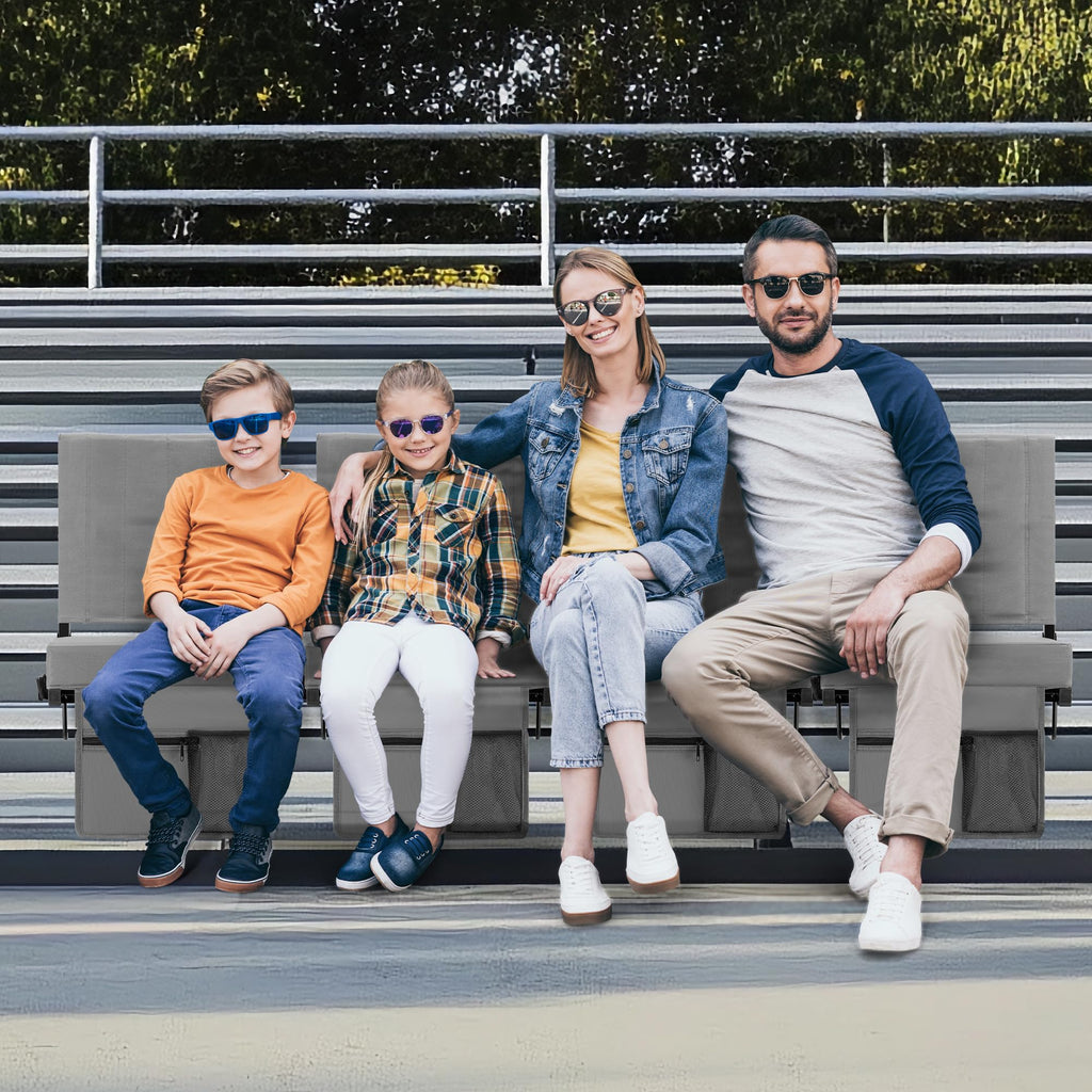 Aliphon Stadium Seat for Bleachers with Back Support and Cushion, Bleacher Seats with Shoulder Strap and Cup Holder, Padded Portable Folding Comfort Stadium Chair, for Sports Events, Grey (1pcs)