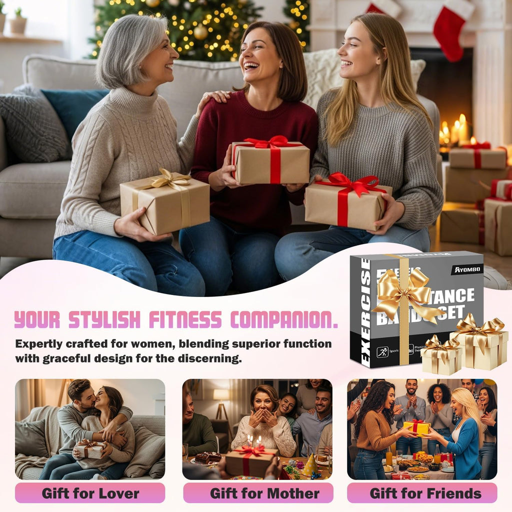 Skiennix Resistance Bands - 5 Level Workout Set with Handles for Women | Ideal for Yoga, Pilates & Home Gym Fitness