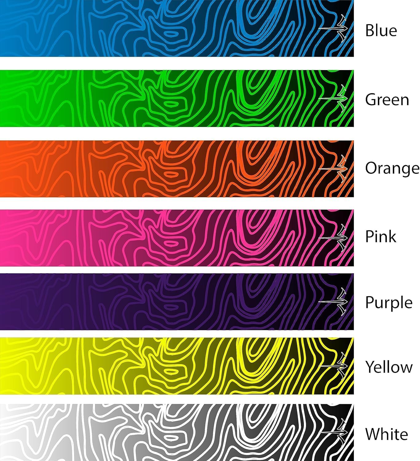 White Water Archery Arrow Wraps - Non-Laminated Topo Fade Color V2 | 15 Pc Pack, Custom Length & Width
