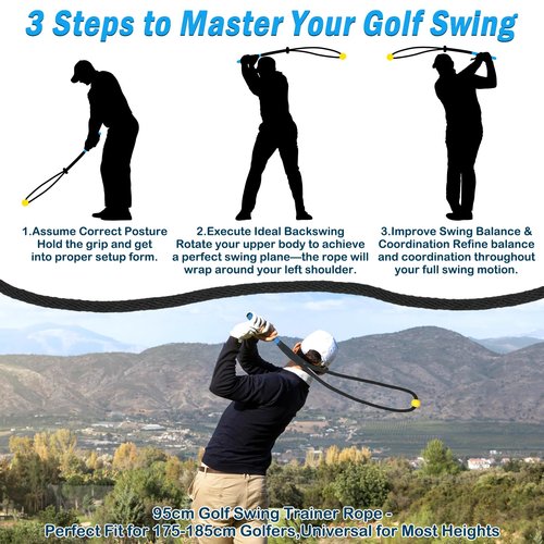 NewShot Weighted Premium Golf Rope Swing Trainer, Professional Golf Swing Rope, Warm-Up Training Tempo Aids with Ball and Grip to Improve Speed, Rhythm, Flex & Strength for All-Level Golfers