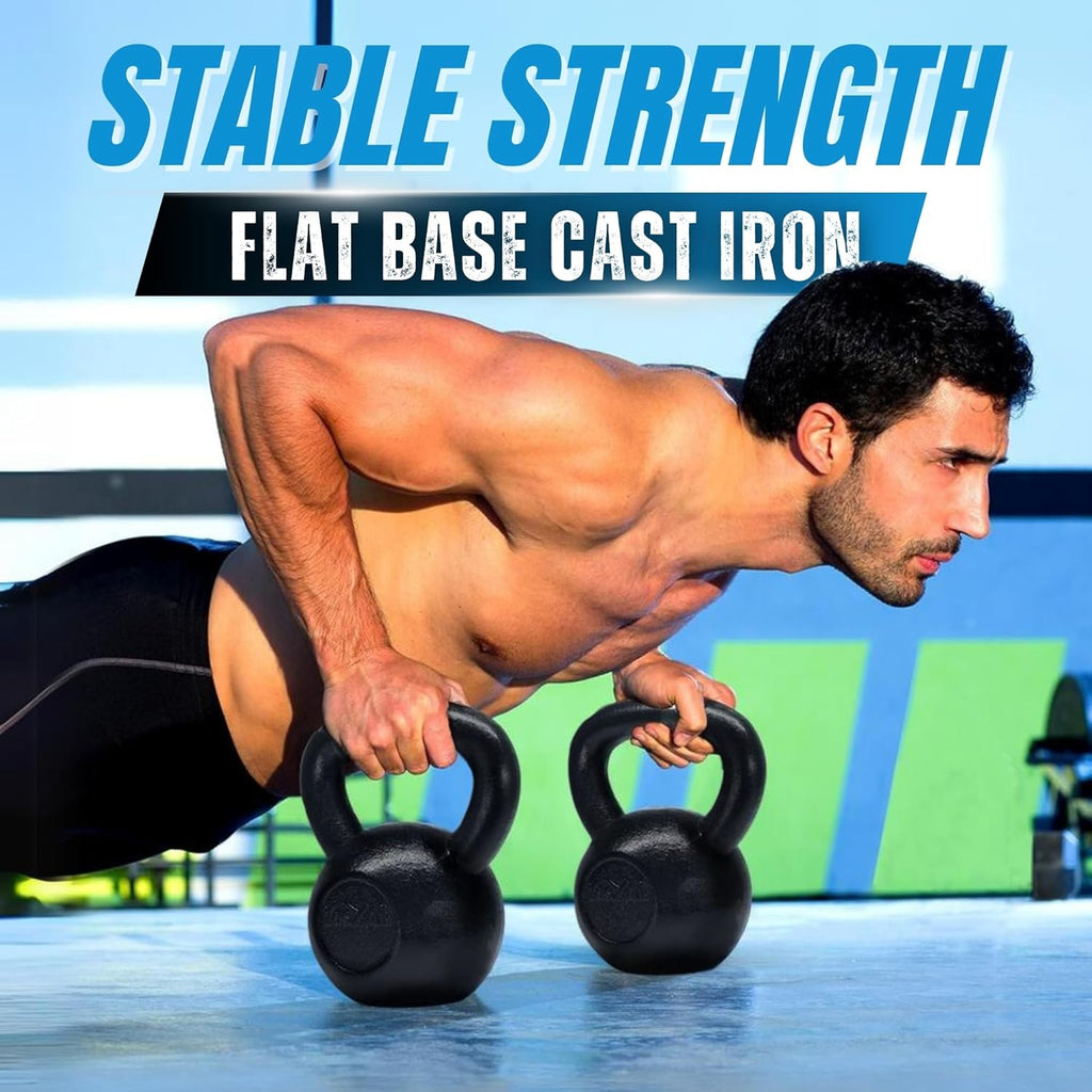 Yes4All Cast Iron Kettlebell Set | Strength Training 5-80 Lb for Full Body Workouts - Single & Pair Options