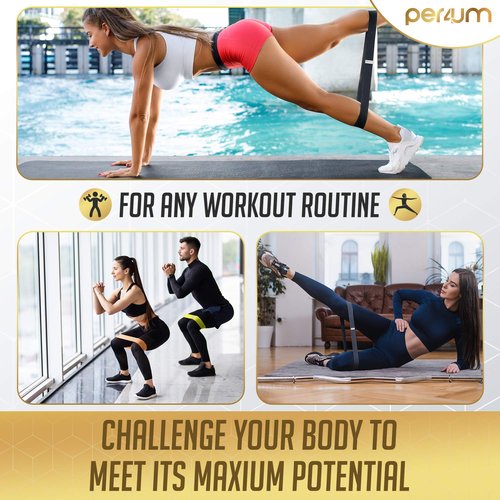 per4um Resistance Bands Set of 3 - Fabric Booty Bands for Women Butt and Legs Workout | Non-Slip Exercise Bands with Travel Bag