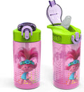 Zak Designs DreamWorks Kids Water Bottle - Durable Leak-Proof Spout Cover | 16oz, 2-Pack, Trolls 2 Design