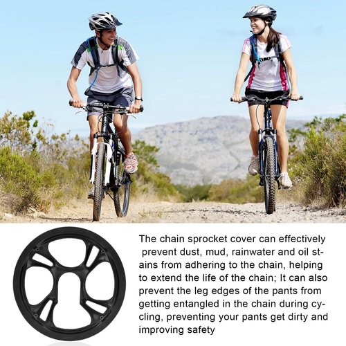 KingBra Bike Chain Guard Protector, 48T 4 Holes Plastic Bicycle Sprocket Protective Cover, Black Bike Chainwheel Protective Guard Cover with 4 Screws for Mountain Bikes, Road Bikes