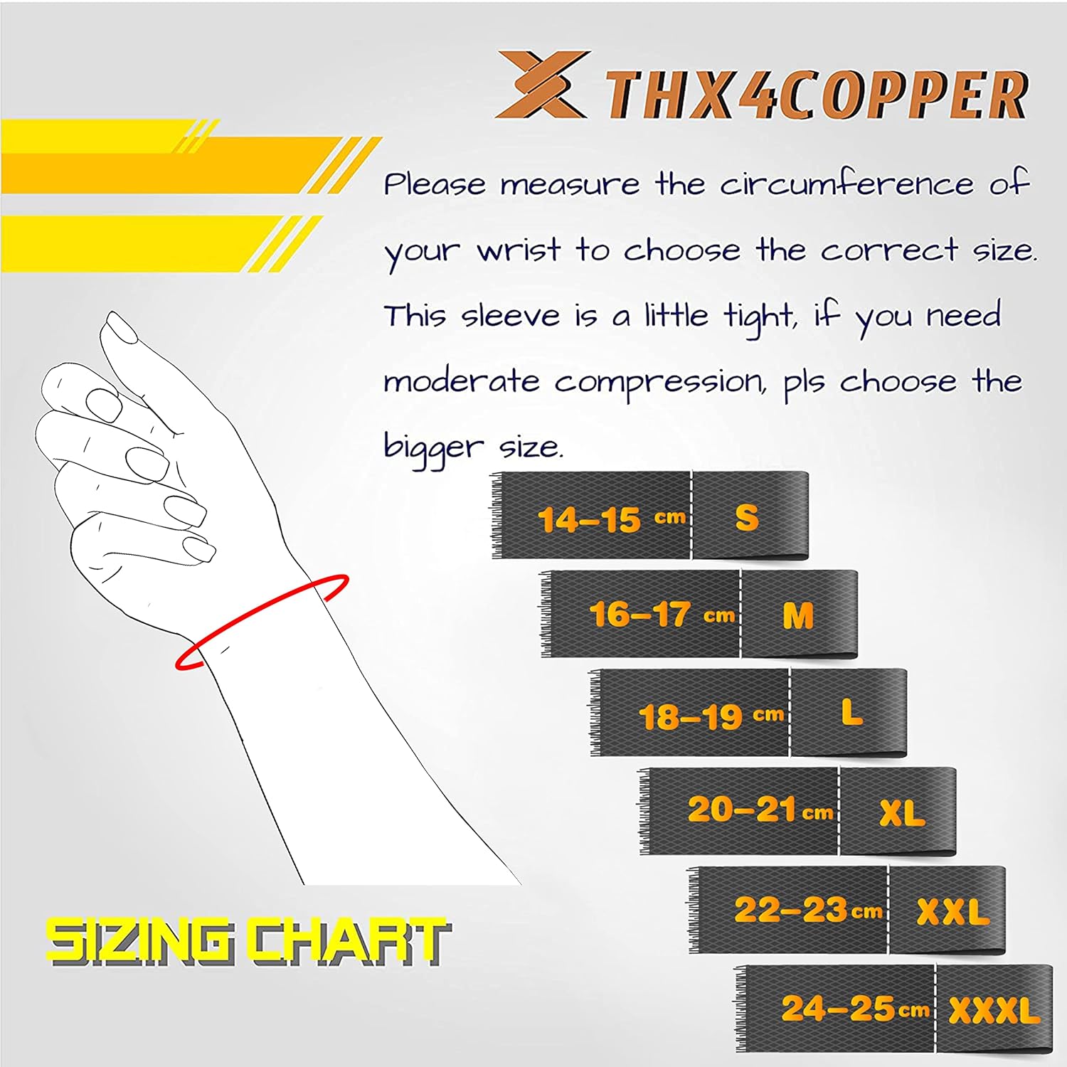 THX4COPPER Compression Wrist Sleeve(1 Pair)-Copper Infused Wrist Support for Men&Women-Improve Circulation and Recovery (XXX-Large, Black)