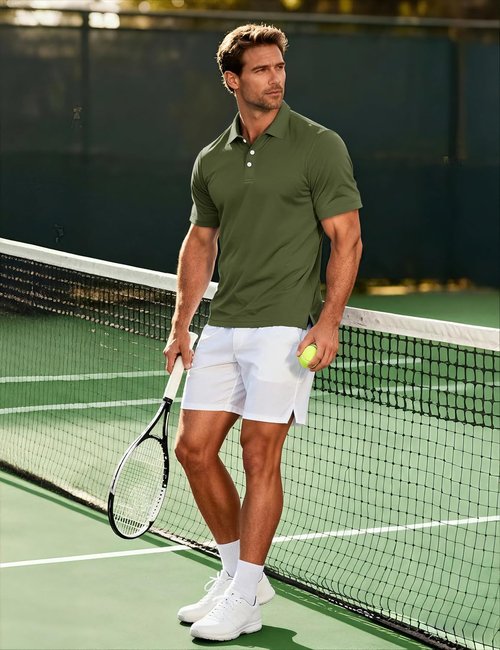 MAGCOMSEN Men's Polo Shirt - Quick Dry Short Sleeve Golf T-Shirt for Casual Work & Outdoor Performance