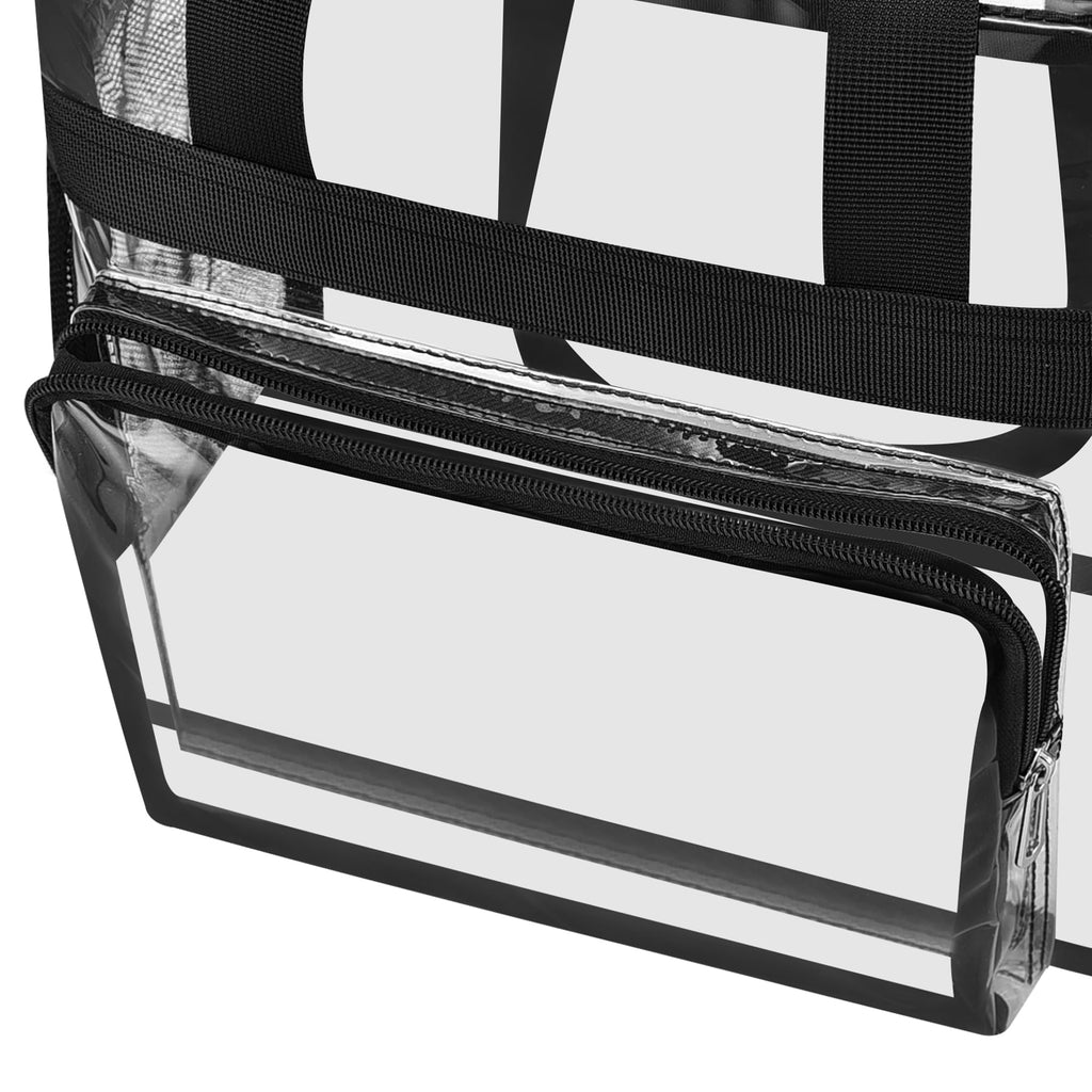 XCU Clear Bag for Stadium Events Clear Tote Bag for Women & Men 12x6x12 Clear Stadium Bag with Zipper Pocket Lunch Bags for Work Sports Games Concert Gym, Black