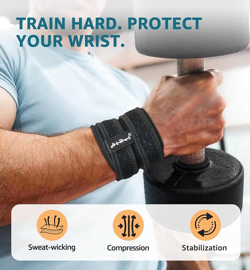 Adjustable Wrist Brace for TFCC Tears – Dual-Strap Support for Tennis, Gym & Daily Use (Black, 2 Pack)