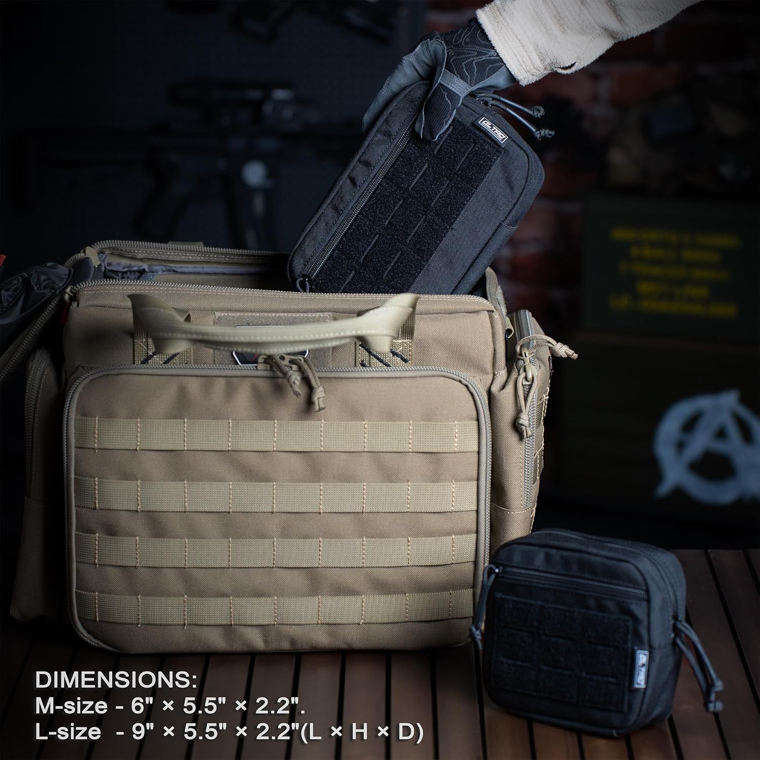 Skiennix Tactical Molle Admin Pouch - Utility EDC Tool Bag with US Flag Patch & D-Ring