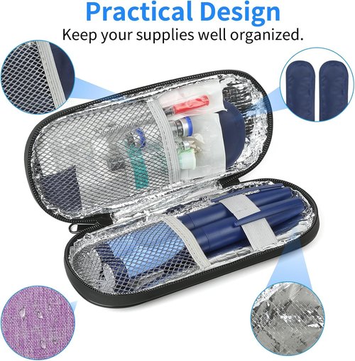 Insulin Pen Cooler by [Brand Name] - Travel Case with 2 Reusable TSA-Approved Ice Packs | Purple Insulated Bag for Diabetic Supplies