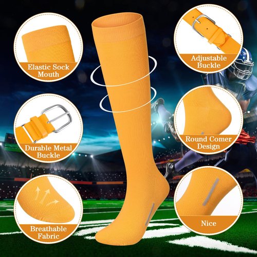 Haysandy Baseball or Softball Sock and Belt Combo Set 3 Football Baseball Socks with Softball Belt for Youth Boys Kids(X-Small,Gold)