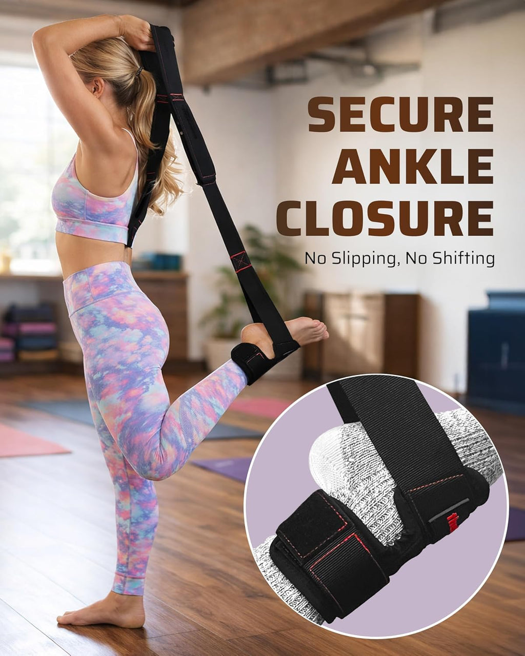 Quad Stretcher - Secure Quad Stretch Strap with Ankle Support | 4-Loop Stretch Band for Mobility & Recovery