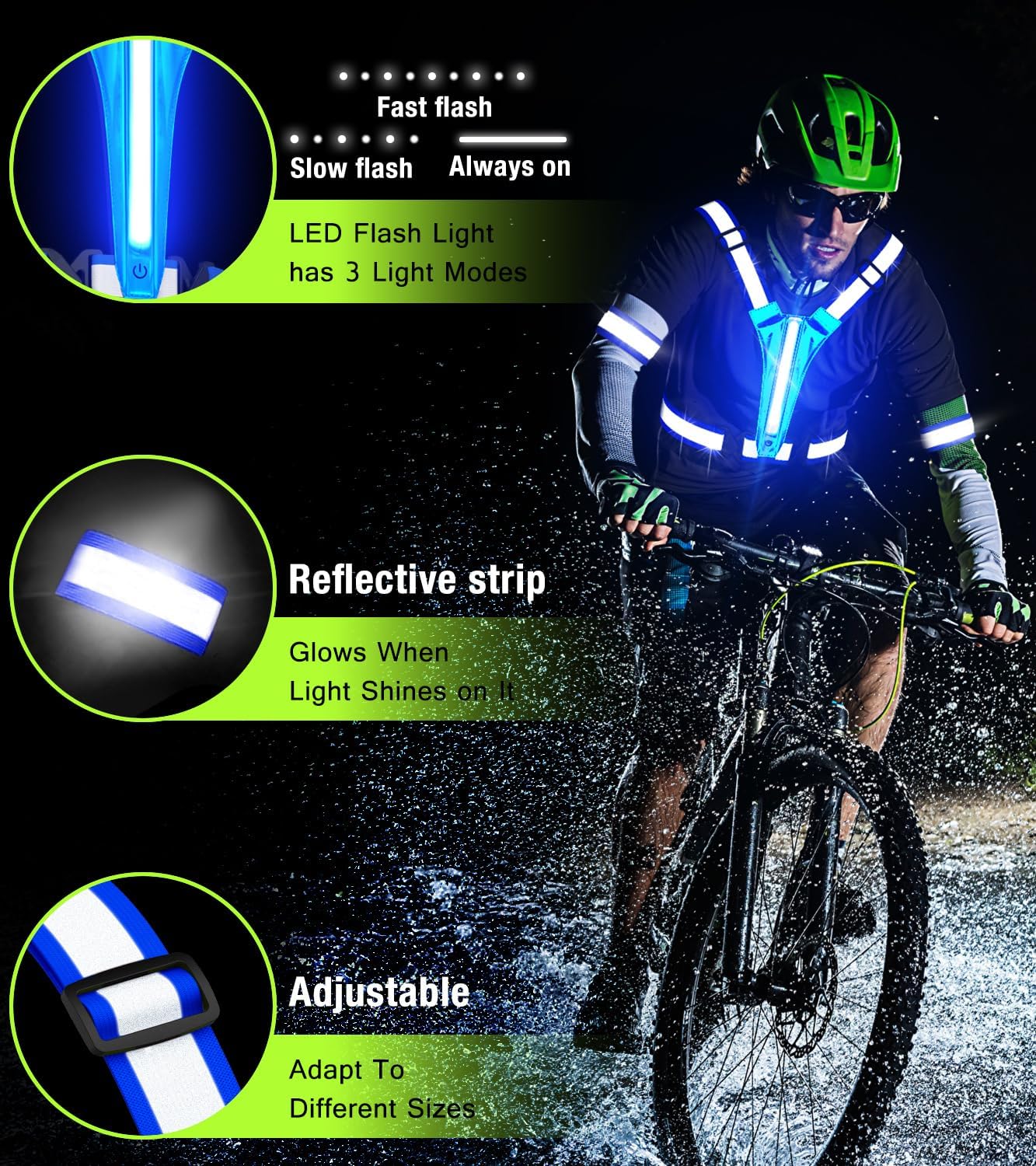 Skiennix LED Light Up Running Vest - High Visibility Reflective Gear for Night Runners | Rechargeable