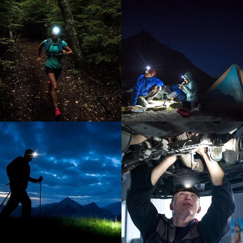 NICRON H15T Headlamp Rechargeable, 500 Lumens LED Headlamp with Red Light, IP67 Waterproof 8 Modes Head Leamps for Camping Running Fishing Adults