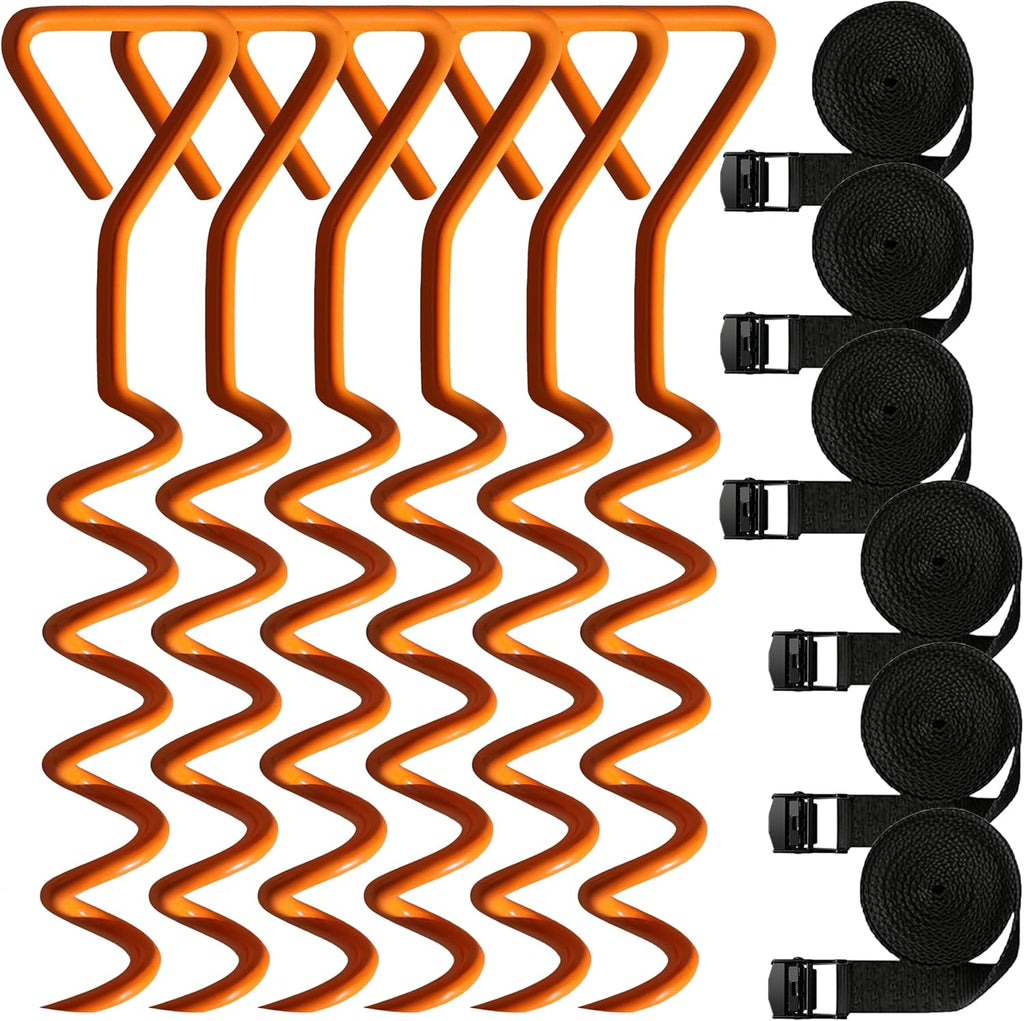 Skiennix Trampoline Anchor Stakes - Heavy Duty Steel Corkscrew Shape for Tents & Canopies