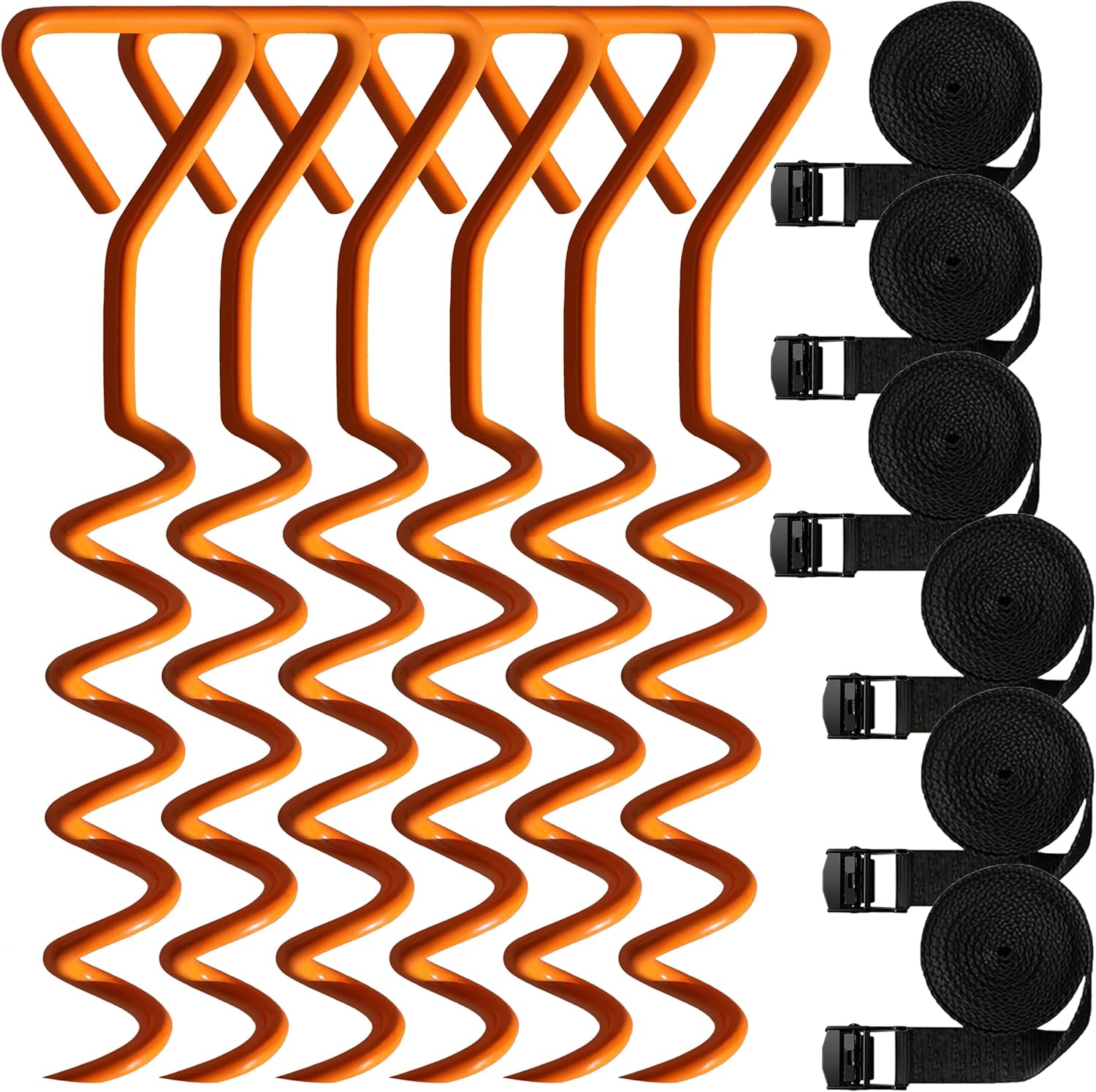 Skiennix Trampoline Anchor Stakes - Heavy Duty Steel Corkscrew Shape for Tents & Canopies