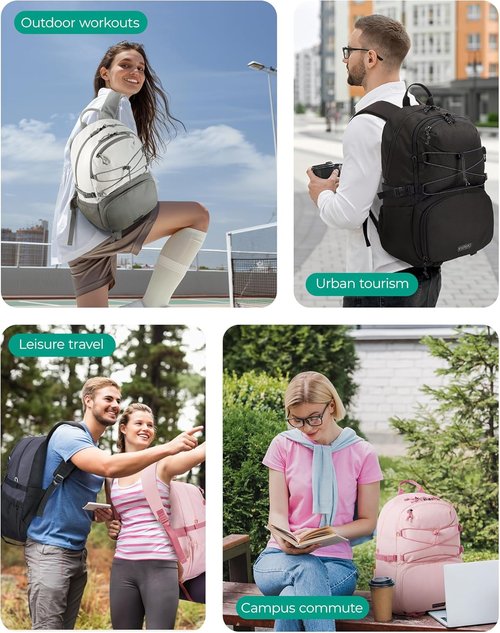 BAGSMART Gym Backpack - Stylish Travel Bag with Shoe Compartment | Versatile Black Design for Men & Women