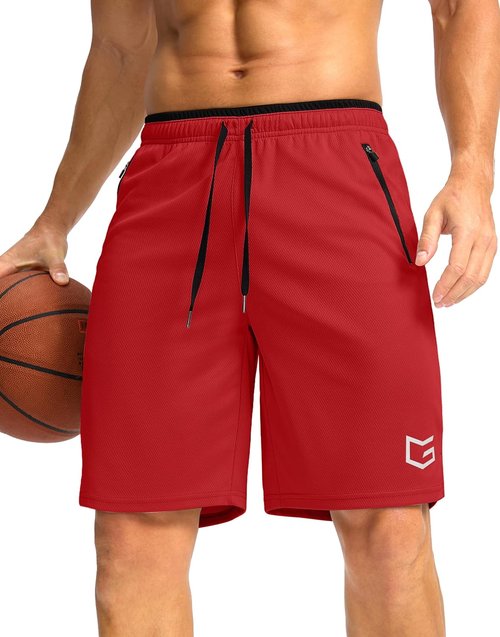 G Gradual Men's Athletic Gym Shorts - Quick Dry Lightweight Basketball Shorts with Zipper Pockets | 9"/11" Sizes