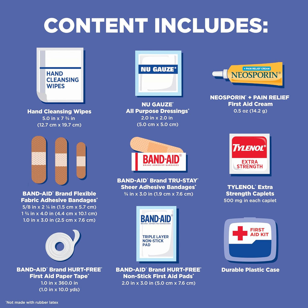 BAND-AID Brand Portable Emergency First Aid Kit - 80 Pieces for Home, Car, Travel & Camping Essentials