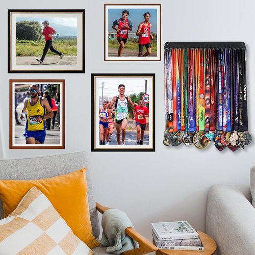 Goutoports Medal Holder Display Hanger - She Believed She Could She Did - Personalized Medal Wall Hanger for Sport Race Runner Sturdy Black Steel Metal Over 60 Medals Easy to Install