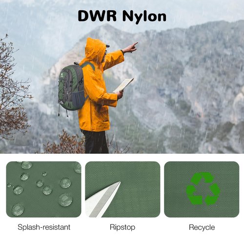 Outplea 25L Small Hiking Backpack Daypack for Men Women, Waterproof Outdoor Backpack with Chest Strap for Camping, Green