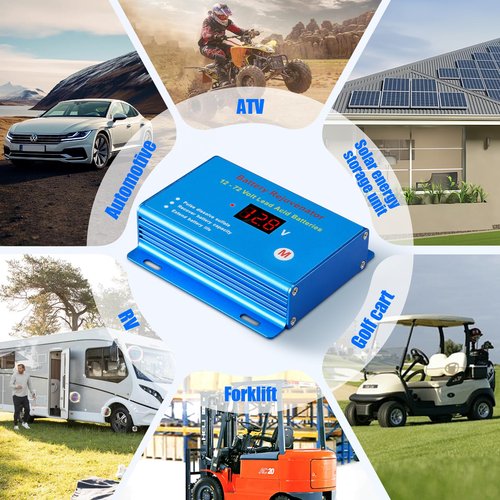 Battery Desulfator Reconditioner for 12V–72V Lead-Acid Batteries, Pulse Repair to Restore & Extend Battery Life – Works with AGM, Gel, VRLA, SLA, Flooded – for Car, RV, Solar, Marine, Golf Cart