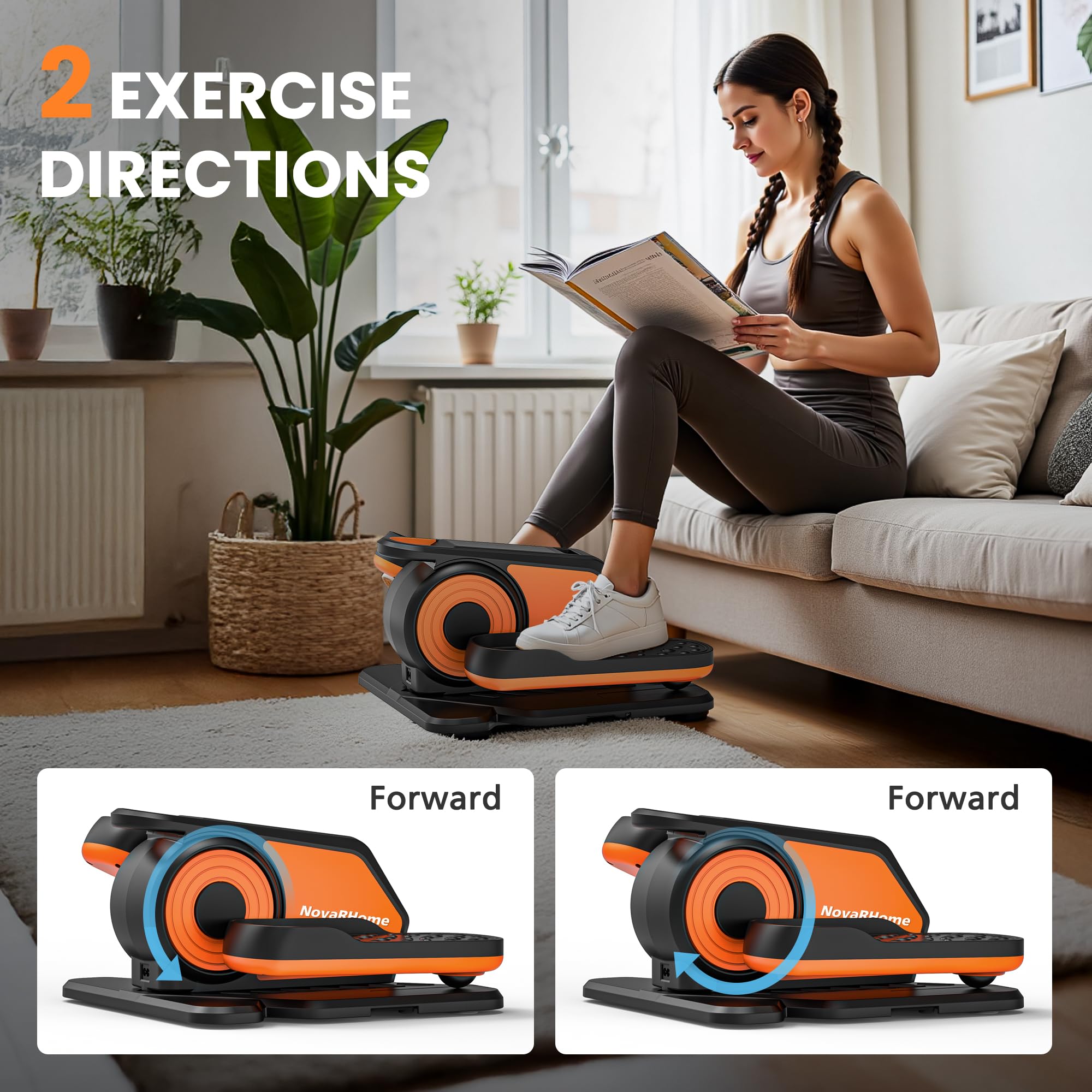 Under Desk Elliptical Machine, Quiet & Portable Electric Machine Seated Pedal Exerciser with Remote Control, Low-Impact Electric Leg Workout Machine with 12 Level Speeds Adjustable for Home Office