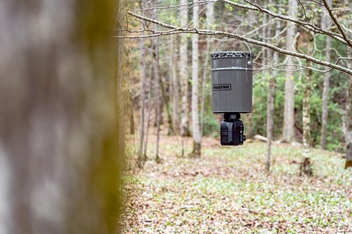 Moultrie 40lb All-in-One Directional Hanging Deer Feeder - 40lb Capacity - Metal Hopper Fish Feeder - Digital Timer with 4 Daily Feeds - Moultrie Connect Bluetooth